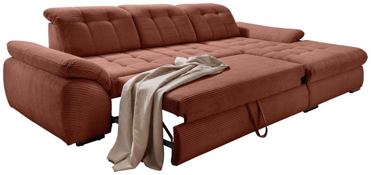 Ecksofa mit Bettkasten Rigatti Koralle S: 314x184 cm - Koralle/Schwarz, MODERN, Textil (314/184cm) - Livetastic