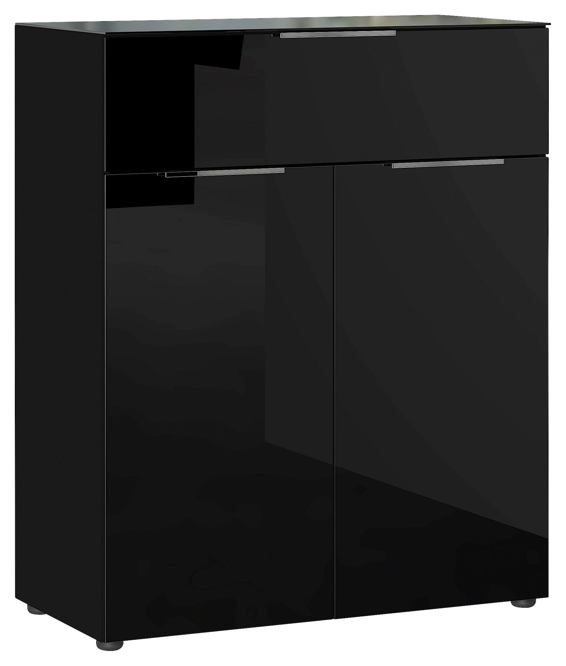 Kommode Mit Glasfront B: 83 Cm Gw-Oakland, Schwarz - Schwarz, KONVENTIONELL, Glas/Holzwerkstoff (83/102/42cm) - Germania