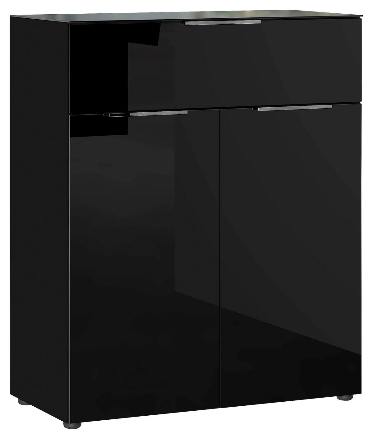 Kommode mit Glasfront B: 83 cm Gw-Oakland, Schwarz - Schwarz, KONVENTIONELL, Glas/Holzwerkstoff (83/102/42cm) - Germania