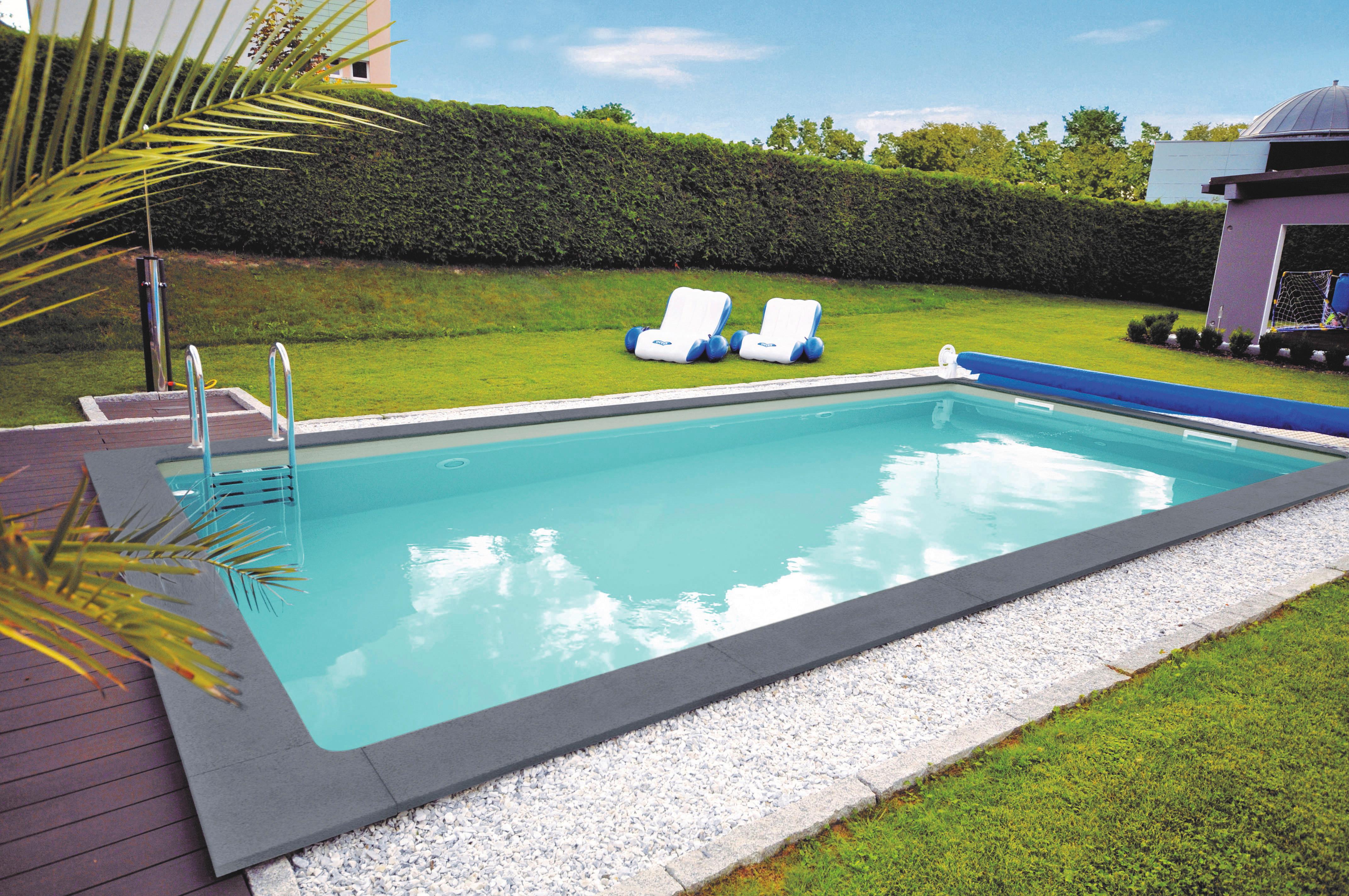 Styroporpool rechteckig Gran Canaria mit Leiter L: 800 cm - Blau, Basics, Kunststoff (800/400/150cm)