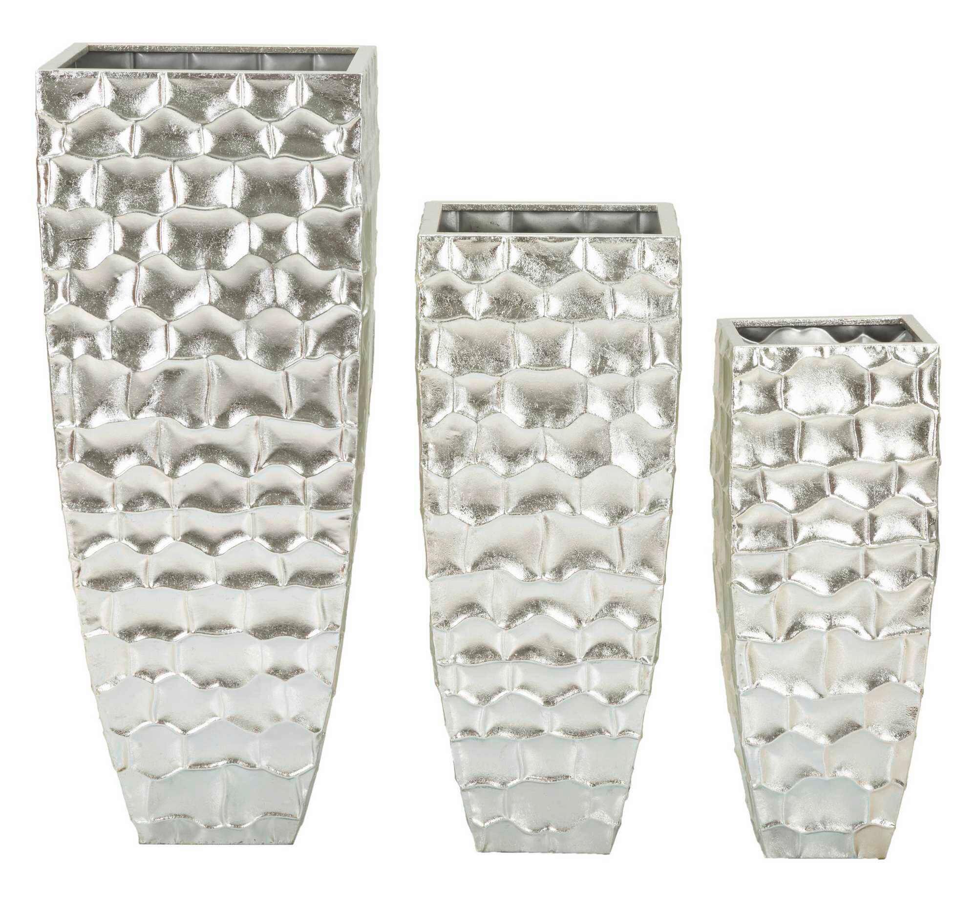 Vase Argy Set 3 Pcs Silberfarben B: 38,1 Cm - Silberfarben, Basics, Metall (38,1/90,8/38,1cm)