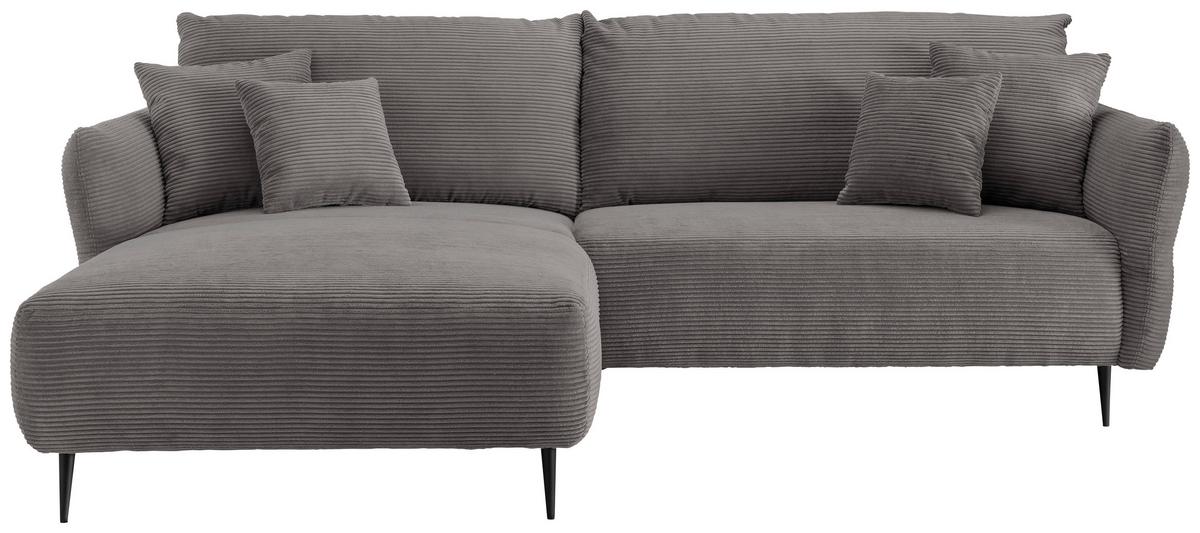 Ecksofa Vanilla Grau S: 178/286-302 Cm - Schwarz/Grau, Design, Textil (178/264-302cm) - Livetastic