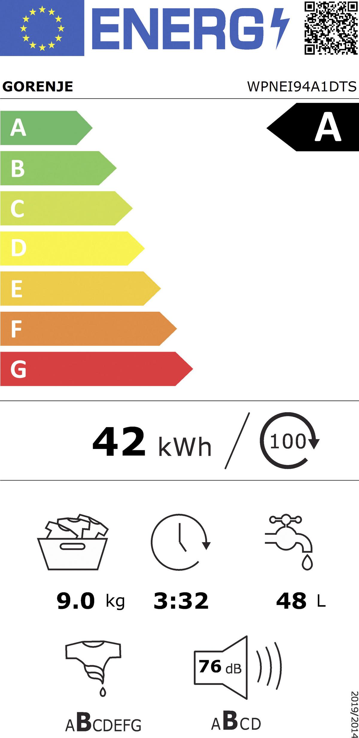 Waschmaschine Wpnei84a1dts - Weiß, Basics, Glas/Kunststoff (60/85/54,5cm) - Gorenje