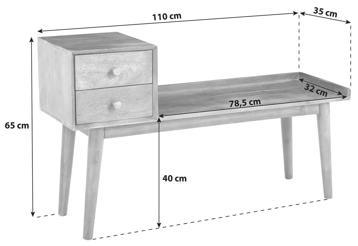 Előszobapad Settanta - akácia színű, Natur, fa (110/65/35cm) - Livetastic