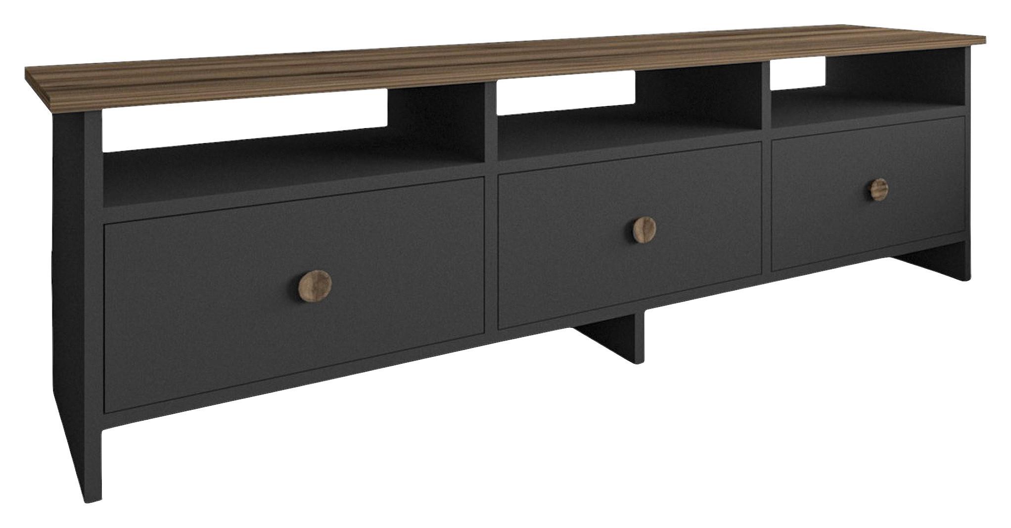 Lowboard Oslo Anthrazit/Nussbaumfa. B: 150cm - Anthrazit/Nussbaumfarben, Design, Holzwerkstoff (150/47/36cm) - Livetastic