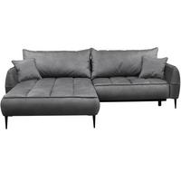 Ecksofa Mit Bettkasten Letto 189x260 Cm Velours Grau - Schwarz/Grau, Design, Textil (189/260cm) - MID.YOU
