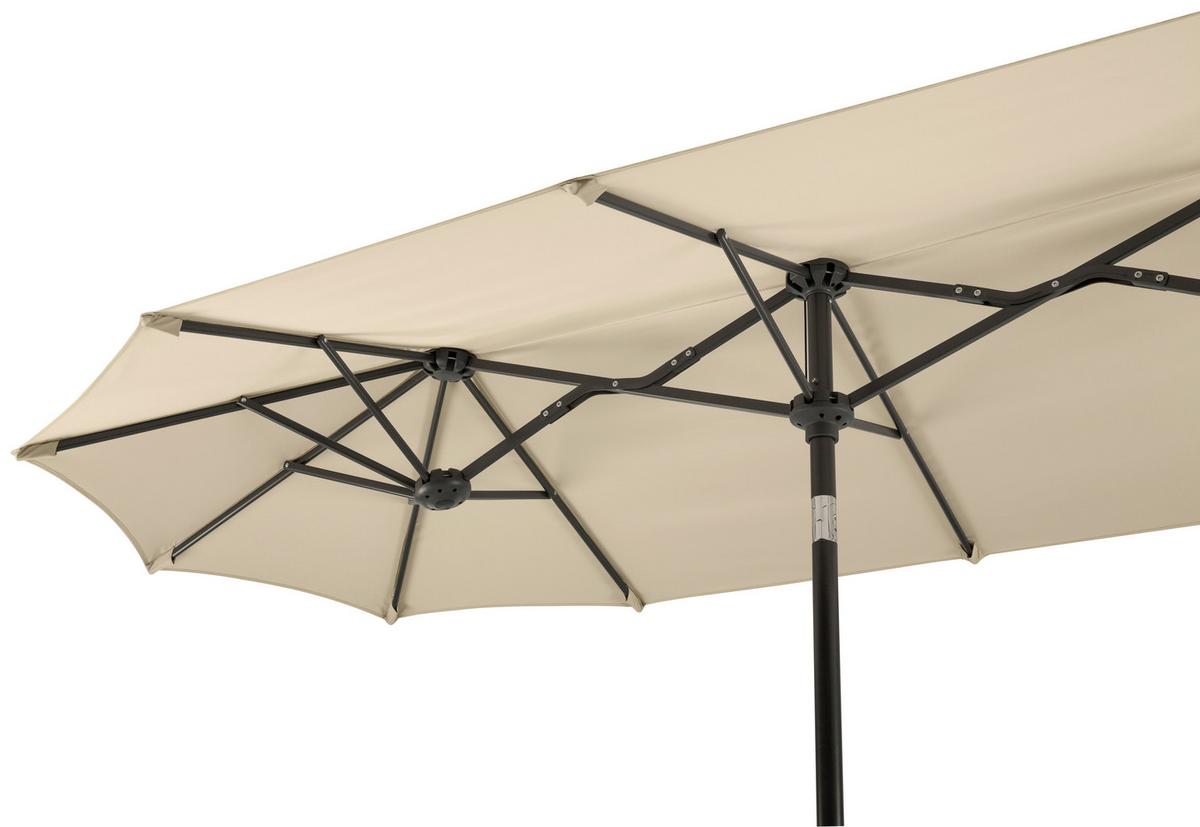Doppelsonnenschirm Salerno BxHxT: 300x220x150cm Naturfarben - Anthrazit/Naturfarben, Basics, Textil/Metall (300/220/150cm) - Schneider