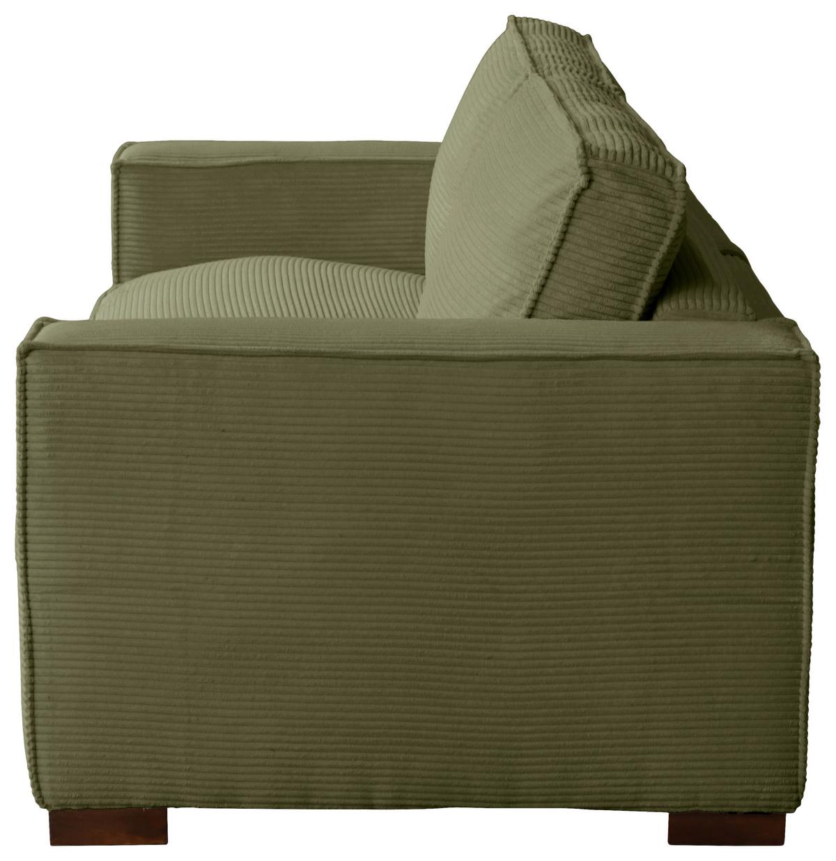 Schlafsofa Texas Grün Cord, B: 203 cm - Dunkelbraun/Grün, Design, Textil (203/85/99cm) - MID.YOU