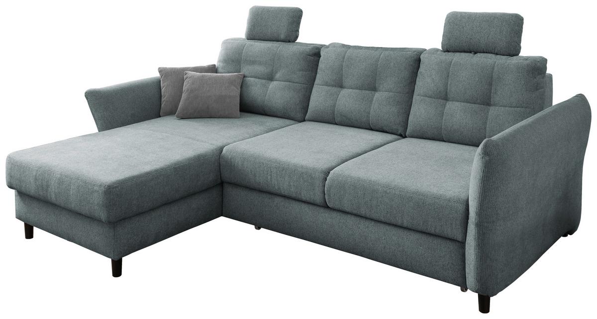 Ecksofa Brizzini Mintgrau S: 176/250-280 cm - Mintgrau/Blau, MODERN, Holz/Textil (176/250-280cm) - Livetastic