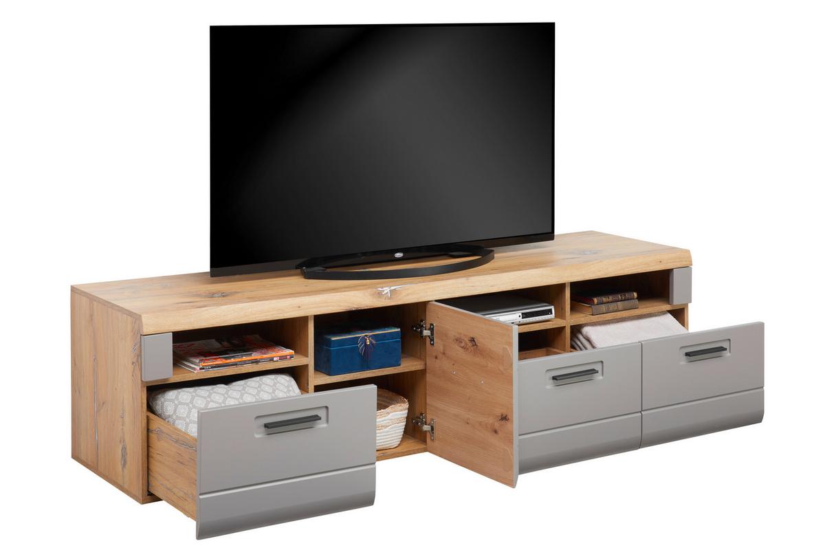 Tv-element Auris B: 190 Cm Basalt/eiche Dekor - Grau, MODERN, Holzwerkstoff (190/49,5/49,6cm) - Luca Bessoni