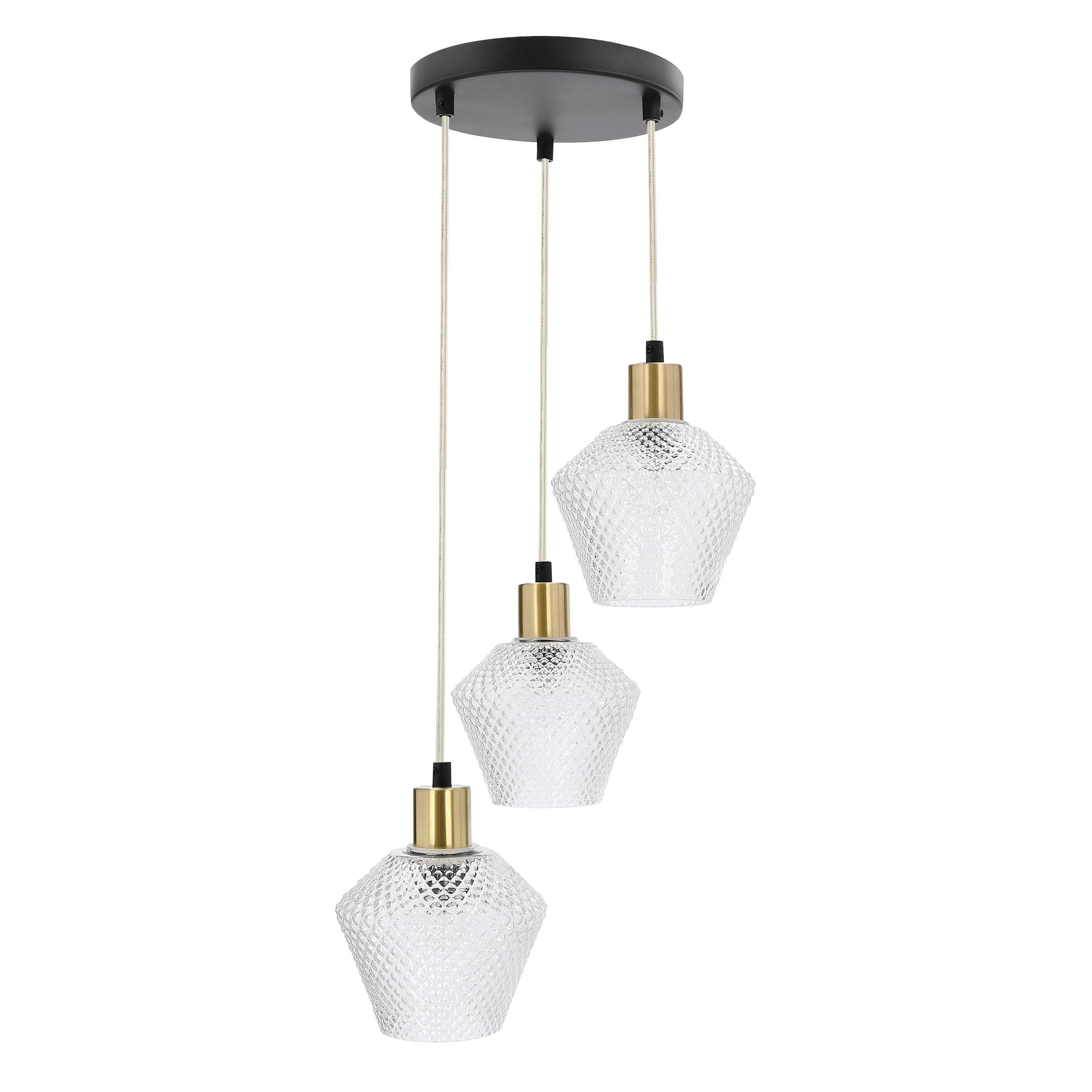 PENDELLEUCHTE 33-36377 GRENIKO - Transparent/Goldfarben, KONVENTIONELL, Metall (30/30/120cm)