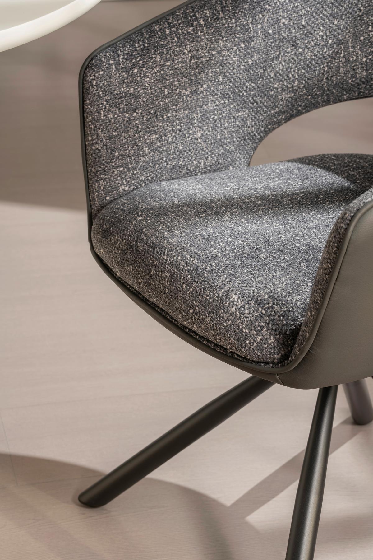 Armlehnstuhl Alva Leinenoptik Grau, B: 58 cm - Dunkelgrau/Grau, LIFESTYLE, Holz/Textil (58/83/62cm) - Livetastic