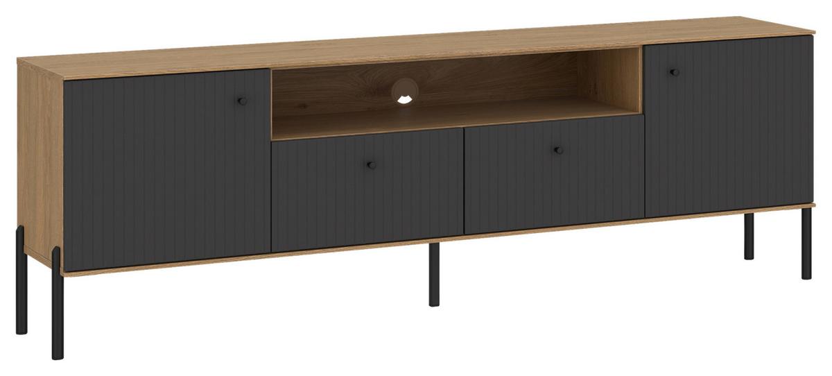 TV-Element Nurisa Anthrazit B: 180 cm - Anthrazit/Schwarz, Trend, Holzwerkstoff (180/60,2/40cm) - MID.YOU