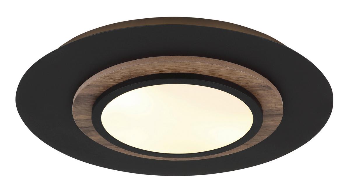 LED-Deckenleuchte Kory Schwarz Weiß Dunkelbraun - Dunkelbraun/Schwarz, Natur, Holzwerkstoff/Kunststoff (48/5,6cm) - Globo