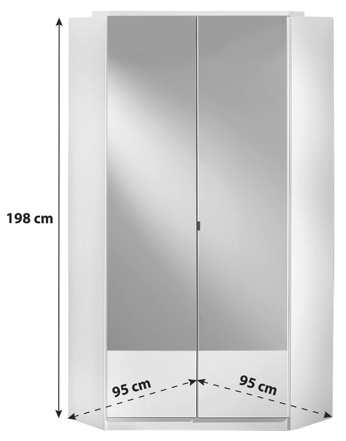 Eckschrank Mit Spiegel 95cm Imago, Weiß - Weiß, KONVENTIONELL, Glas/Holzwerkstoff (95/199/95cm) - MID.YOU