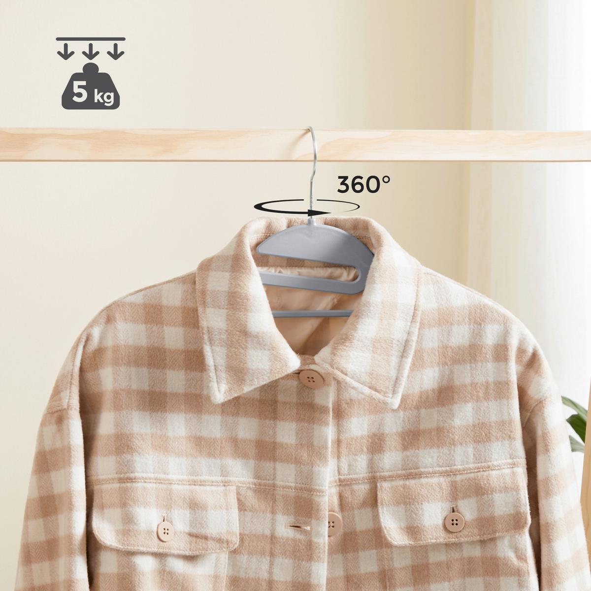 Kleiderbügelset Grau B: 41,5 cm - Grau, Basics, Kunststoff/Metall (41,5cm)