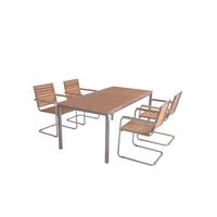 Gartentischgruppe Denver - Silberfarben/Braun, Basics, Holz/Metall - Gardenson
