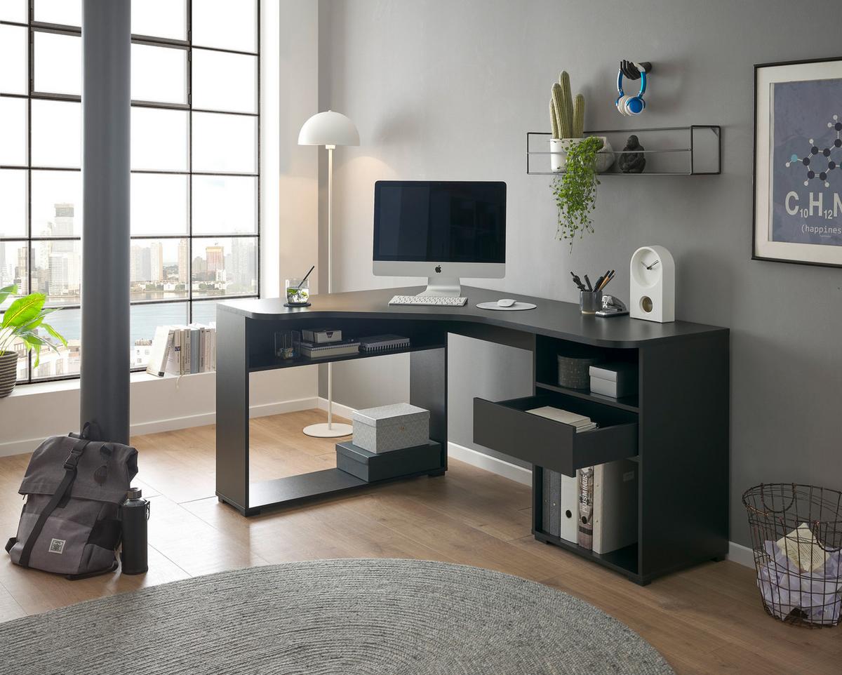 Gaming Tisch Bc 3155 Schwarz B: 110-150 Cm - Schwarz, Design, Holzwerkstoff (110/150/74/50cm) - MID.YOU