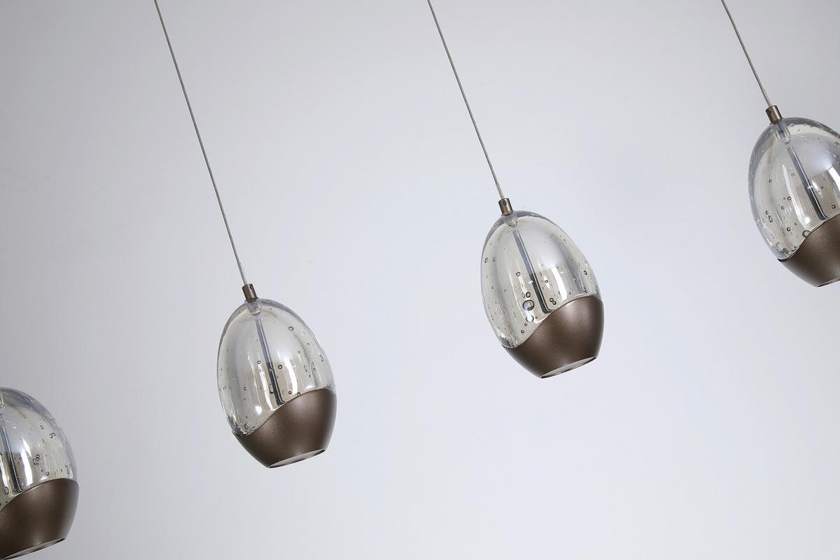 Led-hängeleuchte Charm Champagner Beige Transparent - Champagner/Transparent, Trend, Glas/Metall (70/9/150cm)