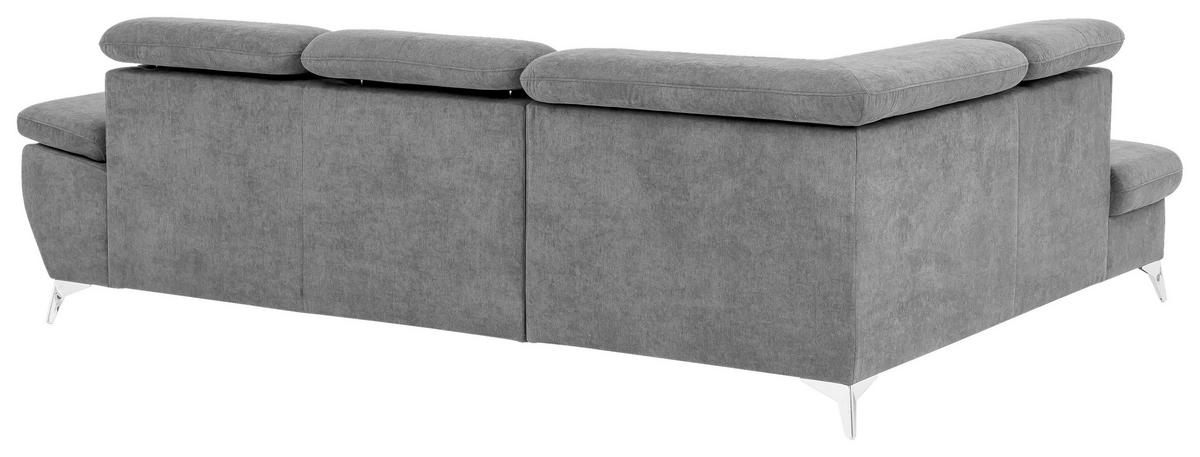 Ecksofa Mit Schlaffunktion Und Bettkasten Gisele Grau - Chromfarben/Hellgrau, KONVENTIONELL, Textil (209/256cm) - Livetastic
