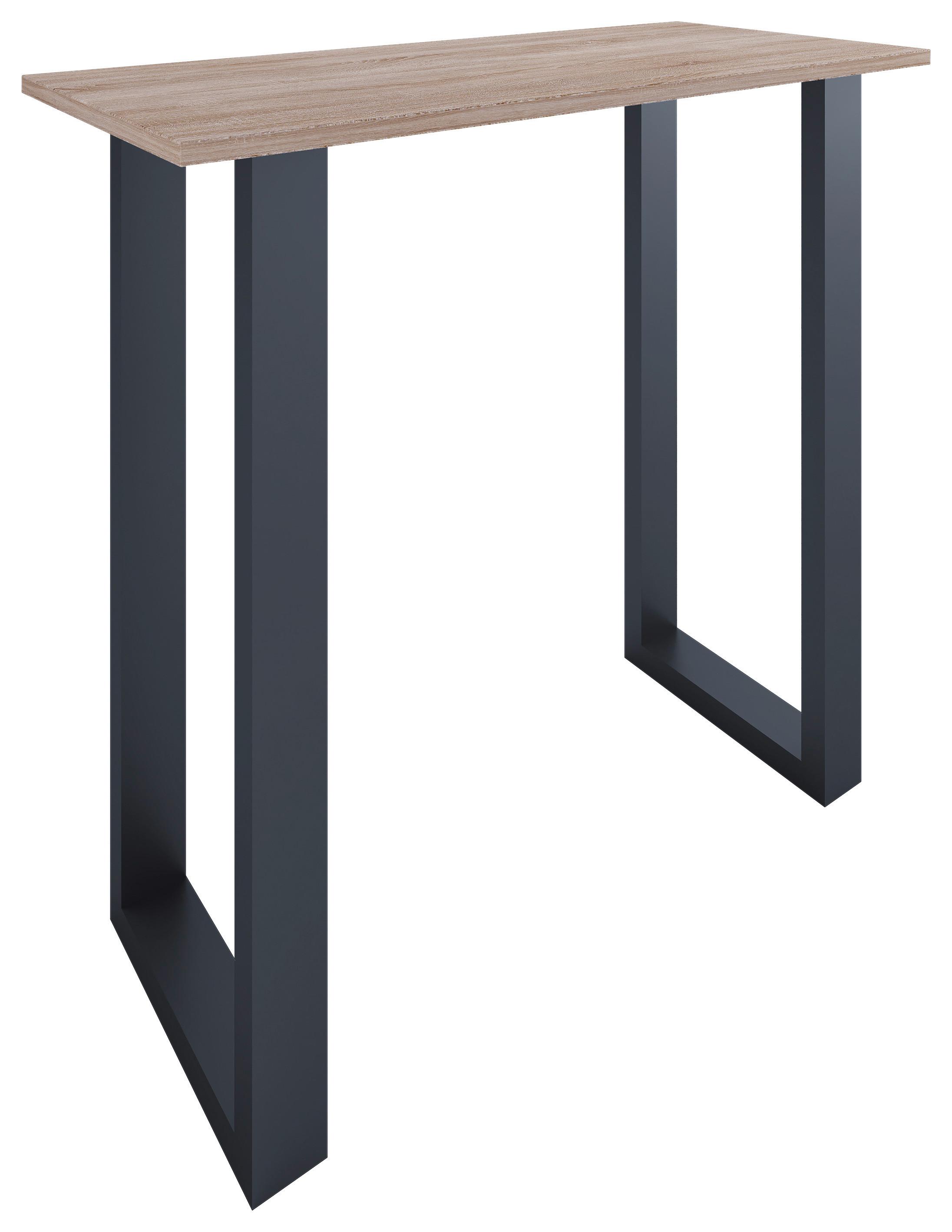 Bartisch Xona B 110x50 - Schwarz/Sonoma Eiche, KONVENTIONELL, Holzwerkstoff/Metall (110/50/102cm)