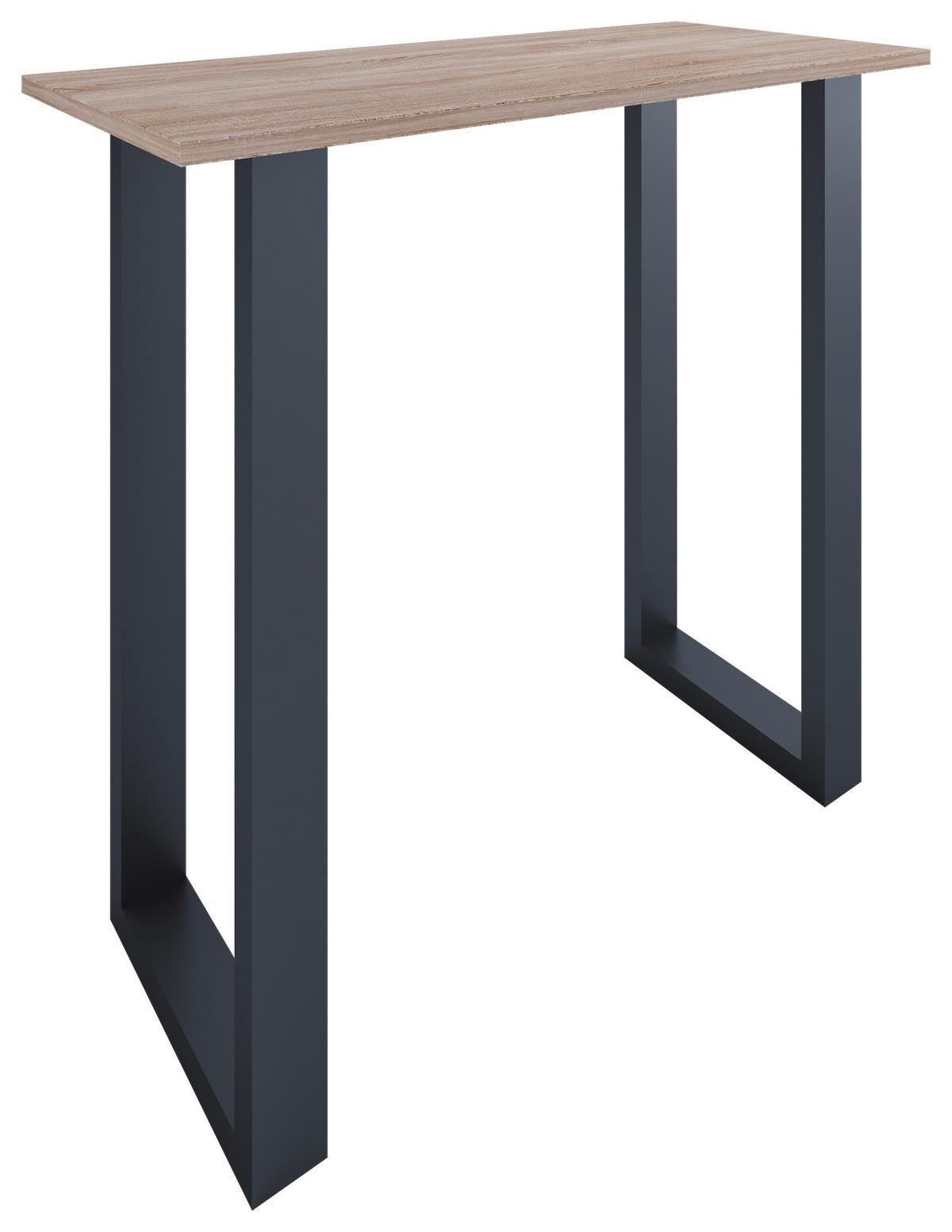 Bartisch Xona B 110x50 - Schwarz/Sonoma Eiche, KONVENTIONELL, Holzwerkstoff/Metall (110/50/102cm)