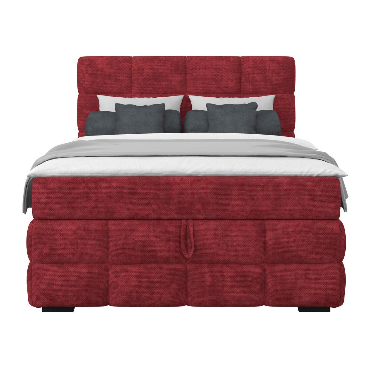 Čalúnená posteľ VEGA 140x200 cm, vinovočervená - čierna/vínovočervená, Trend, drevo/textil (140/200cm)