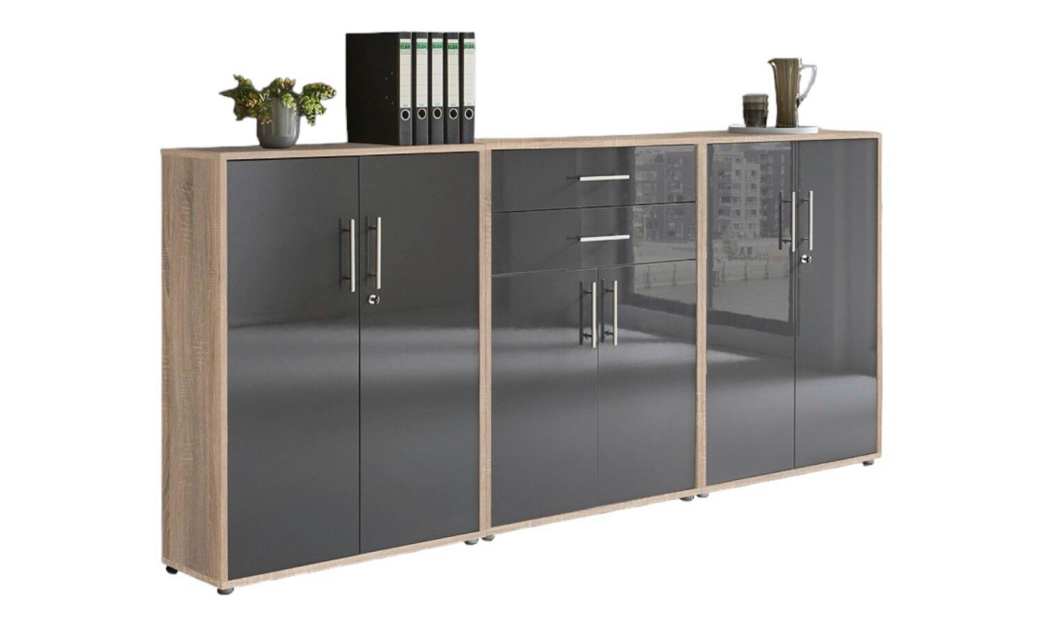 Aktenschrank Office Edition Anthr. Hg/Eiche D. B: 253,2cm