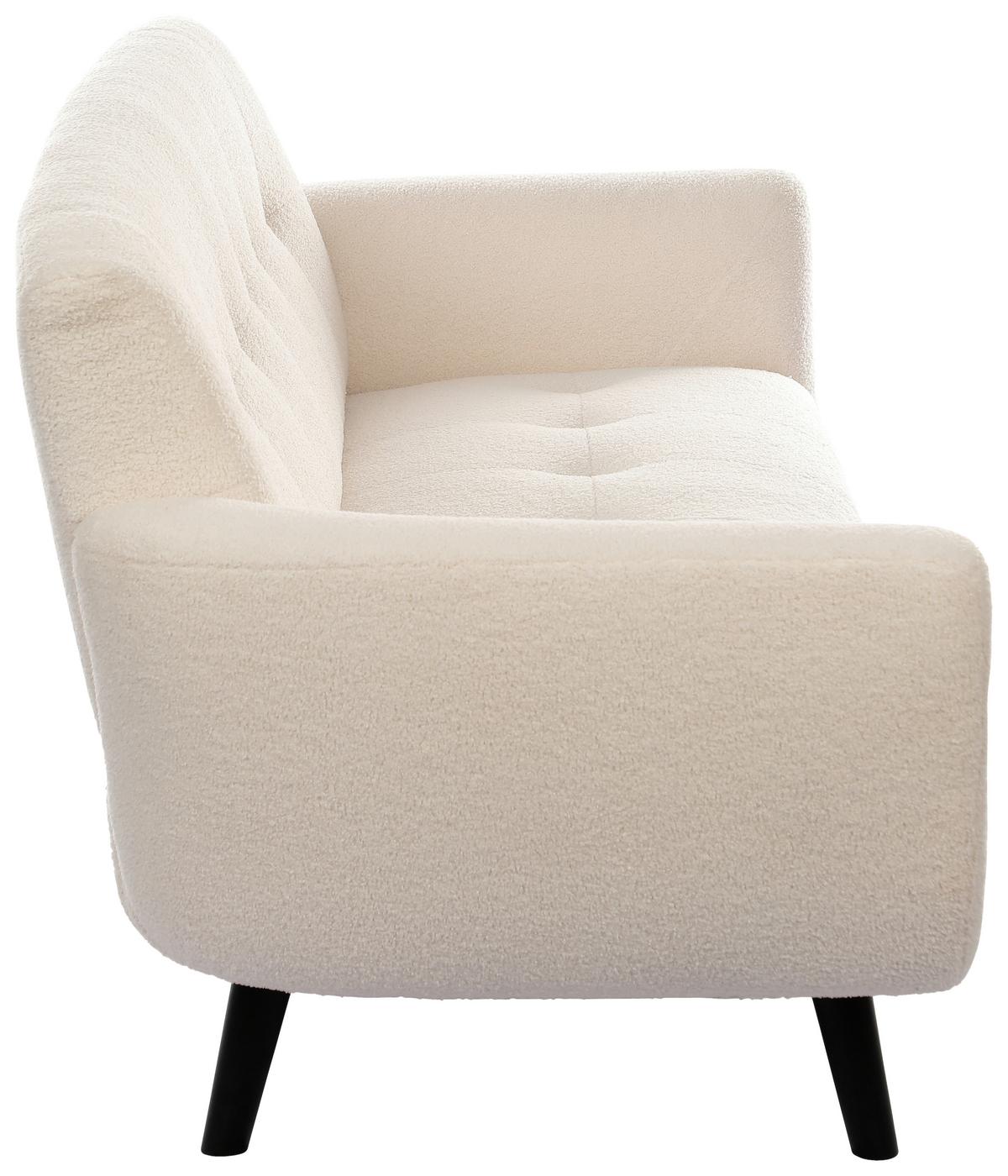 Ecksofa Stockholm Teddy Weiß, B: 183 cm - Schwarz/Weiß, MODERN, Holz/Textil (183/82/82cm)