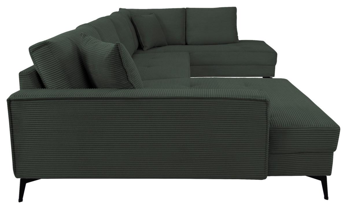 Wohnlandschaft Zero D-Grün U-Form 195x362x173cm - Dunkelgrün/Schwarz, Trend, Textil (173/362/195cm)