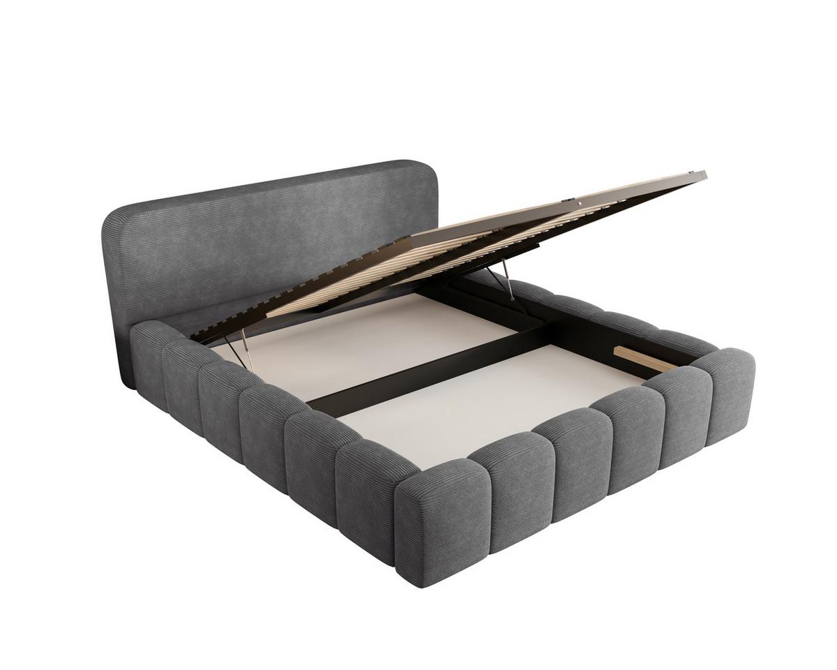 Polsterbett Deli 140 Anthrazit LF: 140x200cm - Anthrazit/Schwarz, MODERN, Textil/Metall (140/200cm) - MID.YOU