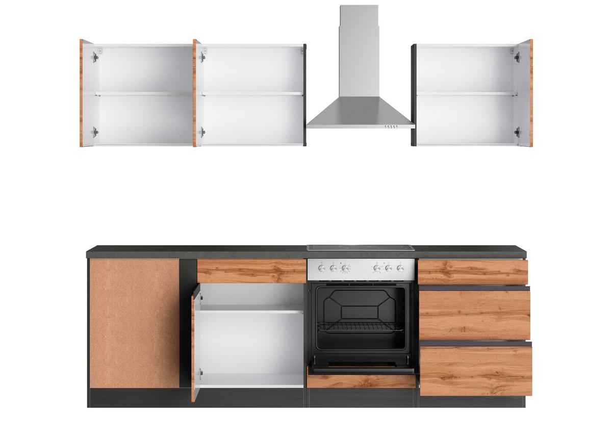 Eckküche Turin Mit Geräte 240x240 Cm Graphitfarben/eiche - Eiche Wotan/Graphitfarben, Design, Holzwerkstoff (240/240cm) - Held