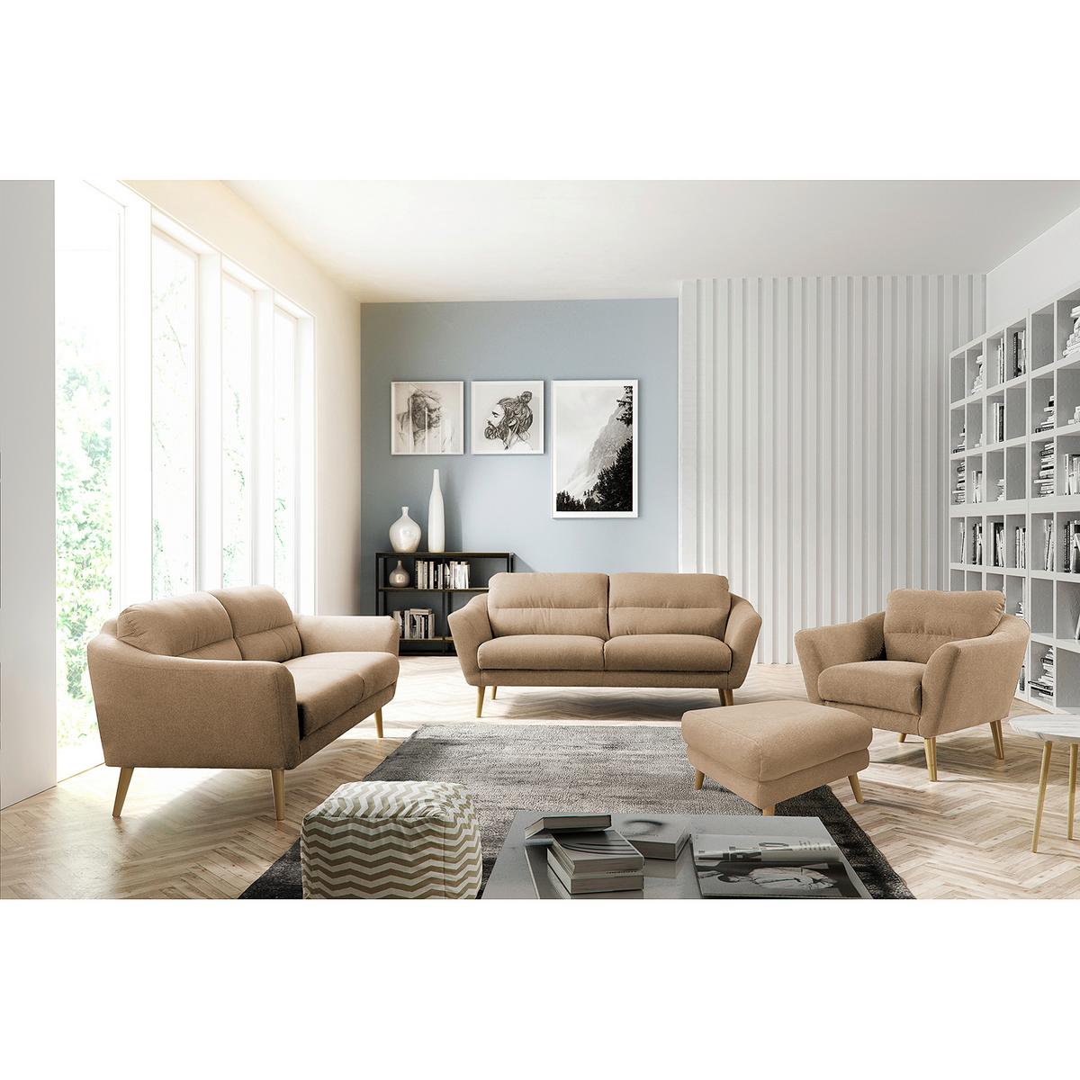 Hocker Tromso Beige B: 61 cm - Beige/Buchefarben, Design, Textil (61/49/65cm) - Livetastic