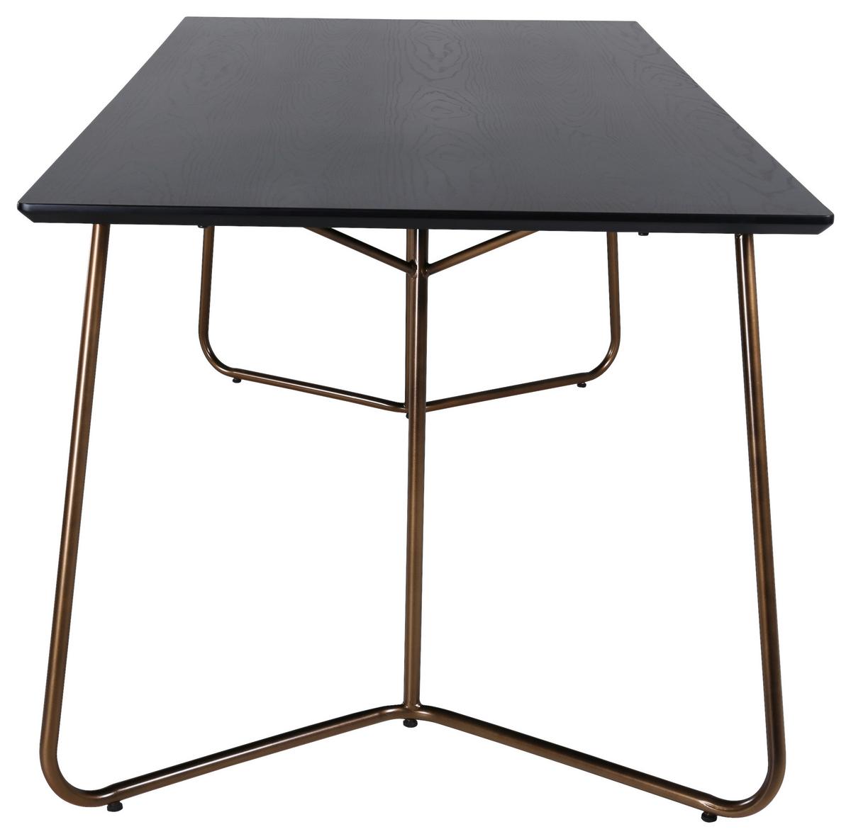 Esstisch Petra - Messingfarben/Schwarz, Design, Holzwerkstoff/Metall (180/90/75cm) - Livetastic