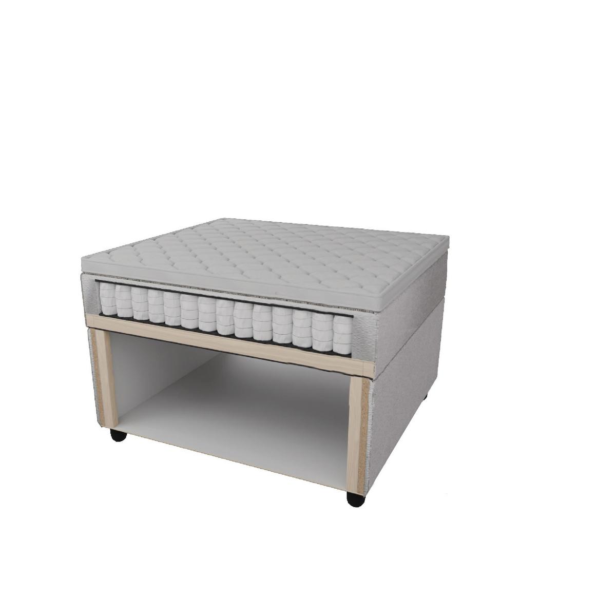 Postel boxspring s toperem, 180x200 cm, sivá - šedá/černá, Moderní, kov/dřevo (180/200cm) - Bessagi Home
