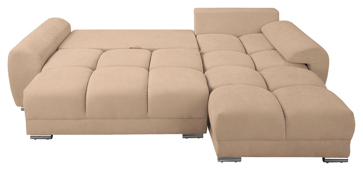 Ecksofa Azzuro Beige S: 256x175 cm - Beige/Silberfarben, Design, Textil (256/175cm) - Livetastic