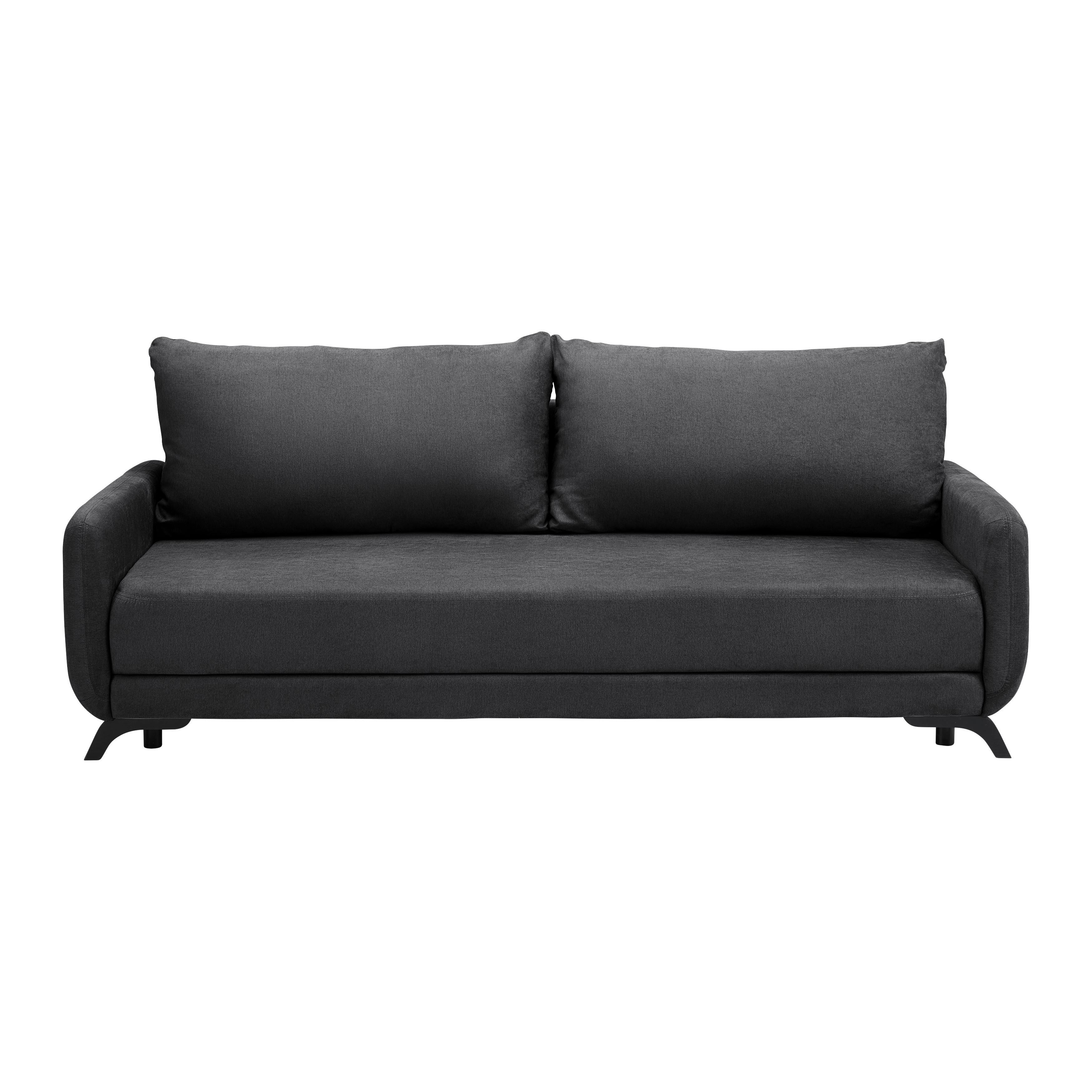 Praktická rozkládací pohovka Oliver antracit - černá/antracitová, Moderní, dřevo/textil (220/74/93cm) - Bessagi Home