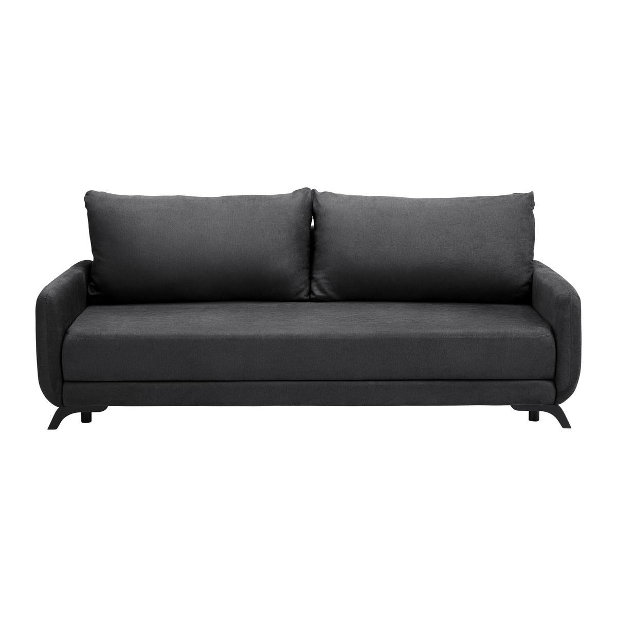 Praktická rozkladacia pohovka Oliver, antracit - čierna/farba akácie, Modern, drevo/textil (220/74/93cm) - Bessagi Home