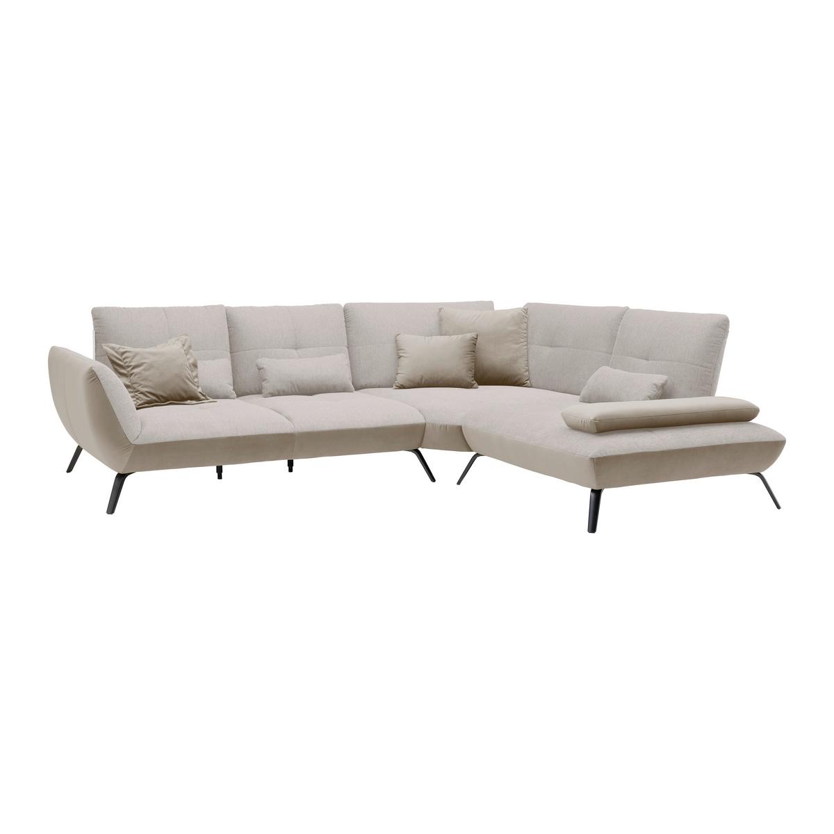 Rohová sedačka TRENDY, pravá, písková / béžová - černá/pískové barvy, Moderní, kov/kompozitní dřevo (310/93/250cm) - Premium Living