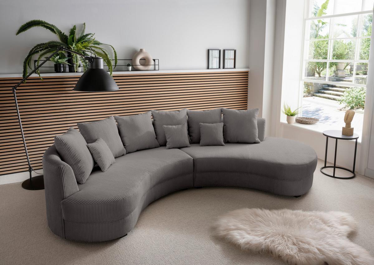 Wohnlandschaft Limoncello Grau S: 300/160 Cm - Schwarz/Grau, Design, Textil (300/160cm) - Livetastic