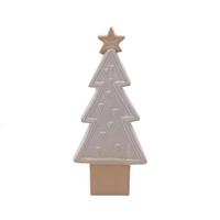 Dekoweihnachtsbaum Nadine - Braun/Weiß, KONVENTIONELL, Keramik (11,8/4,5/26,5cm) - Luca Bessoni
