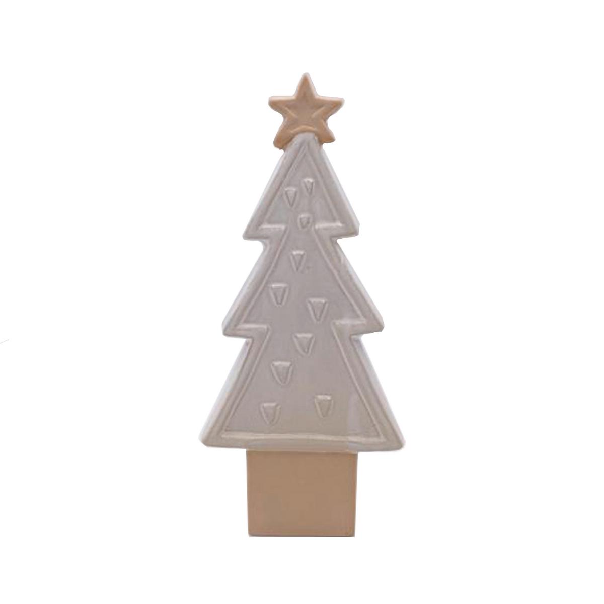 Dekoweihnachtsbaum Nadine - Braun/Weiß, KONVENTIONELL, Keramik (11,8/4,5/26,5cm) - Luca Bessoni