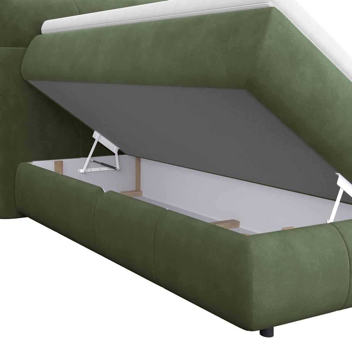Boxspringbett Carmelo Dunkelgrün 140x200 cm H3 - Dunkelgrün/Schwarz, Trend, Textil (140/200cm)