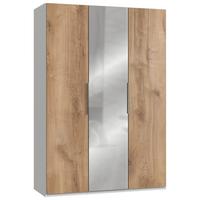 Drehtürenschrank Mit Spiegel 150 Cm Level, Eiche Dekor/weiß - Eichefarben/Weiß, MODERN, Holzwerkstoff (150/216/58cm) - MID.YOU
