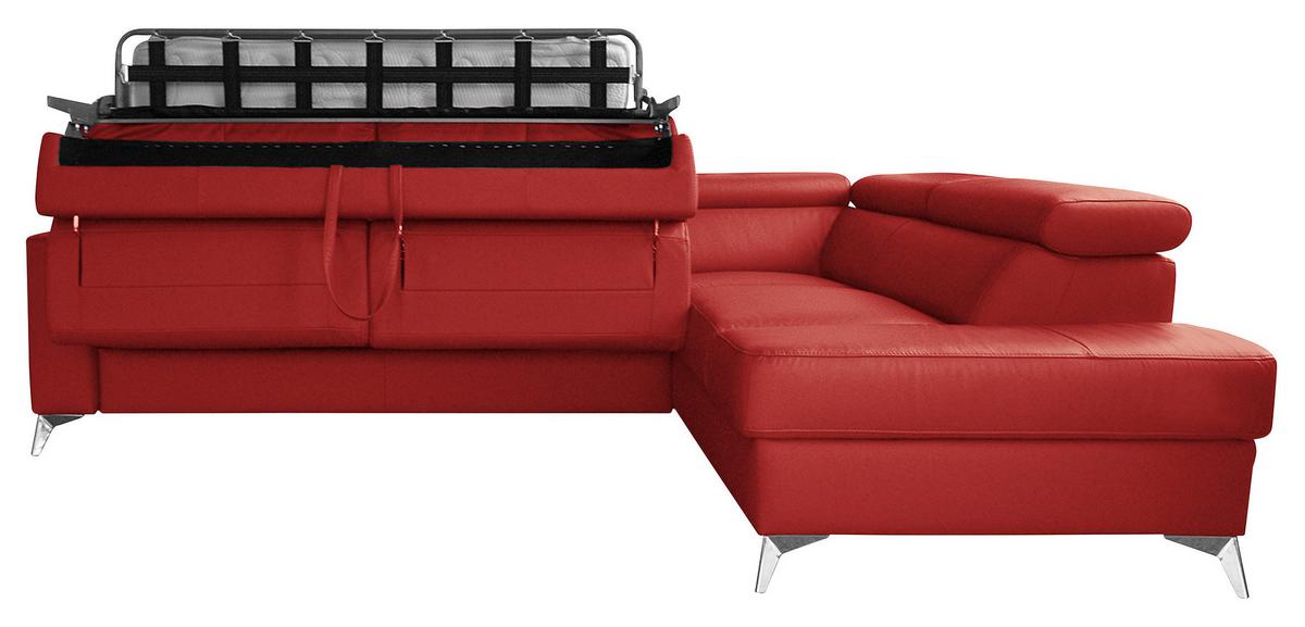 Ecksofa Mondo, Rot S: 286x208 Cm - Chromfarben/Rot, Design, Leder/Textil (286/208cm) - Livetastic