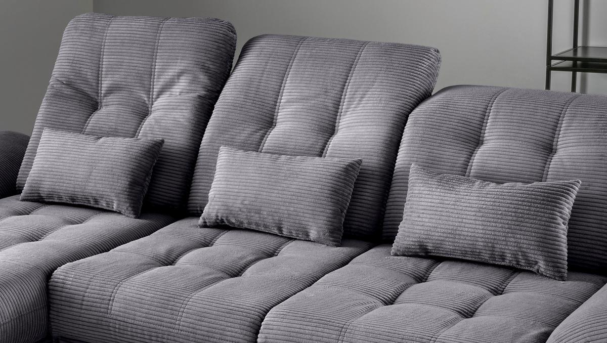 Eckschlafsofa Delphino, Grau S: 189x273 cm - Schwarz/Grau, MODERN, Textil (189/273cm) - Livetastic