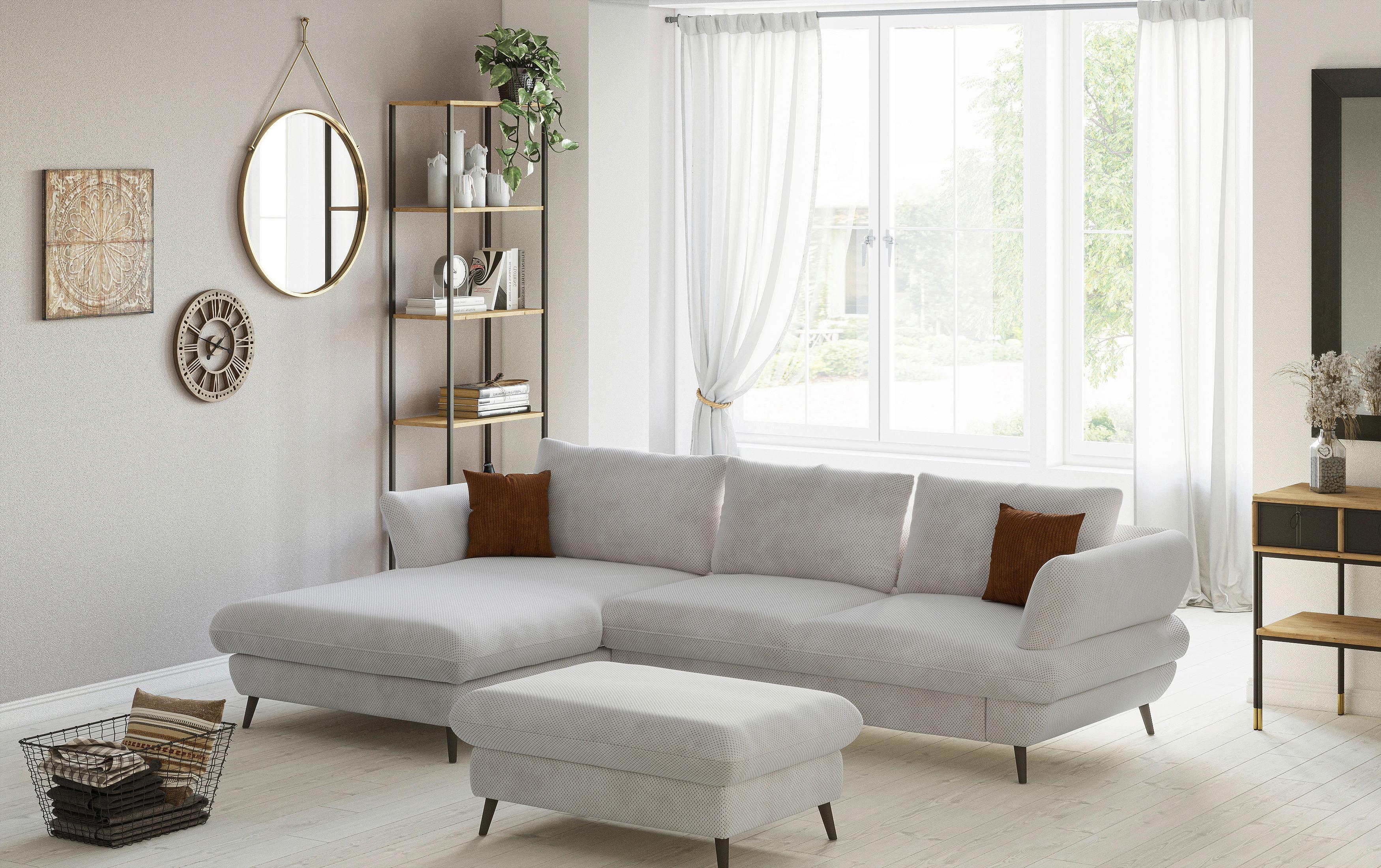 Ecksofa Balou, Naturfarben S:181x281cm - Schwarz/Naturfarben, Design, Textil (181/281cm) - Livetastic