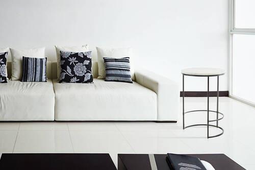 Beistelltisch Rund Mit Marmorplatte Louis, Weiß - Schwarz/Weiß, MODERN, Stein/Metall (44,5/44,5/64cm) - Kayoom