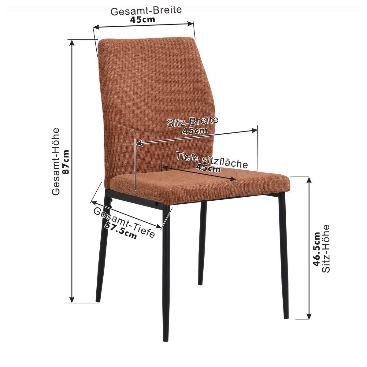 Vierfußstuhl Augusta Webstoff Braun - Schwarz/Braun, KONVENTIONELL, Textil/Metall (45/87/56.5cm)