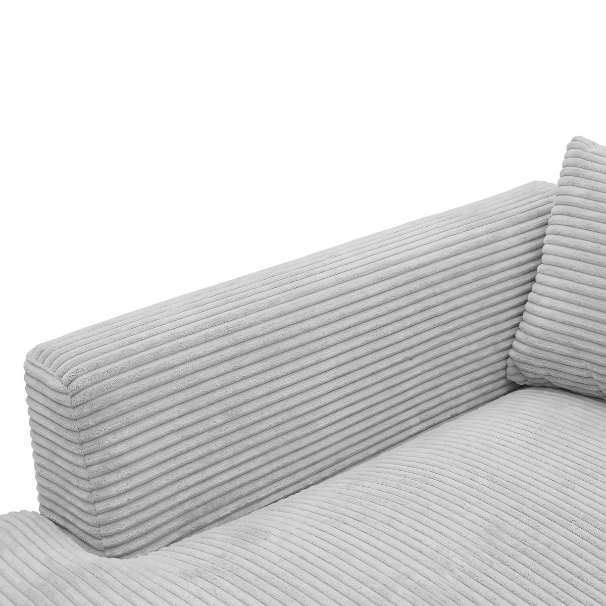 Rohová sedačka PEDRO, levá, světle šedý manšestr - černá/světle šedá, Moderní, textil/plast (190/300cm) - Mömax
